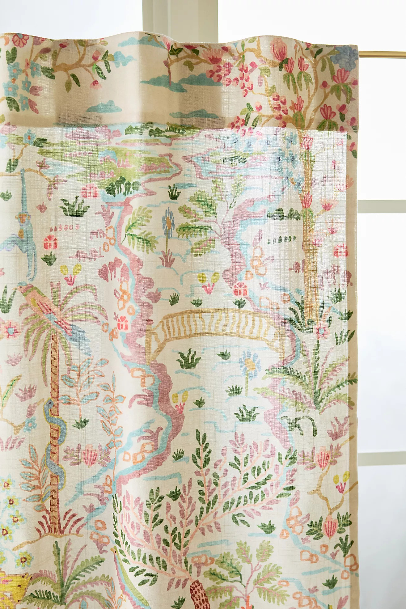 Organic Cotton Tales Menagerie Printed Café Curtain, Set of 2 | Anthropologie (US)