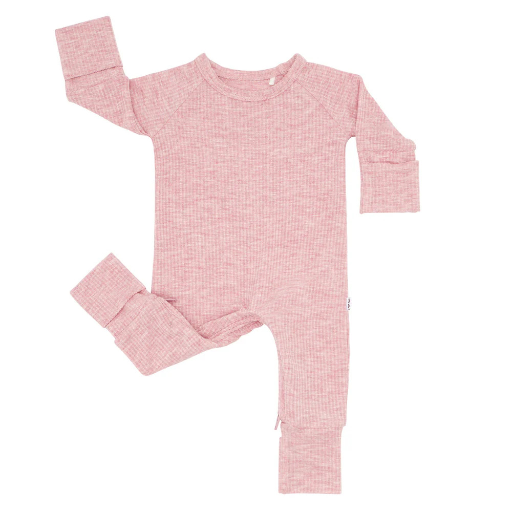 Heather Mauve Ribbed Crescent Zippy | Little Sleepies
