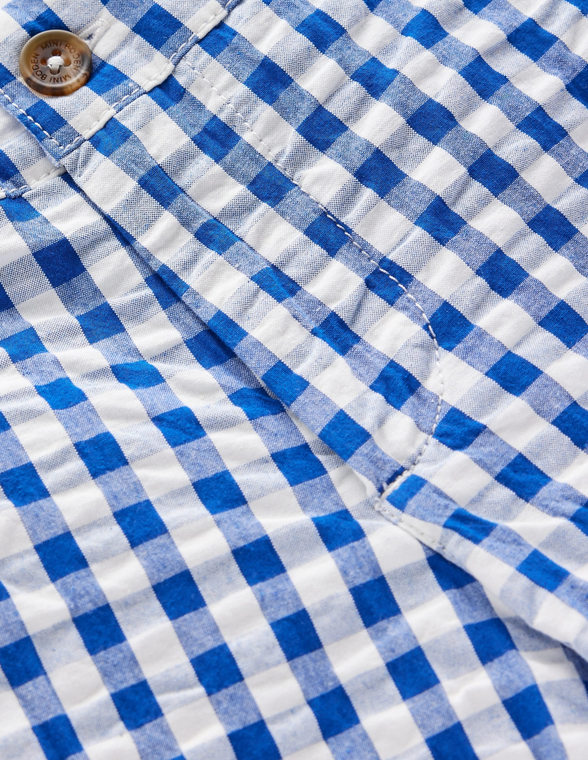 Texturierte Shorts-Blau Karo | Boden DE