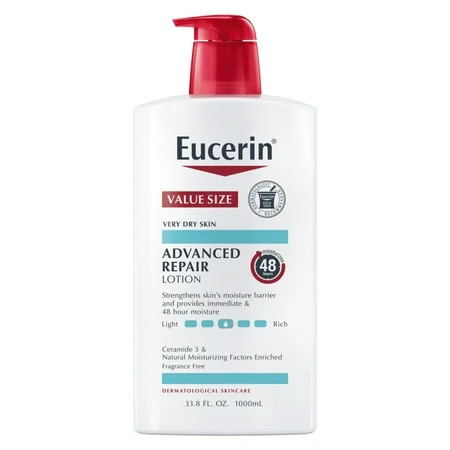 Eucerin Advanced Repair Body Lotion for Very Dry Skin, 48-Hour Moisture, Fragrance Free, 33.8 fl oz | Walmart (US)