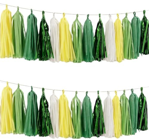 Generic 25 PCS Yellow Green White Party Decorations Green Tassels Banner Garland for Spring Summer Party Decorations Bachelorette Birthday Wedding Baby Bridal Shower Anniversary Party Supplies | Amazon (US)