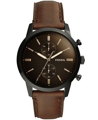 Fossil Men's Chronograph Townsman Brown Leather Strap Watch 44mm & Reviews - All Watches - Jewelr... | Macys (US)