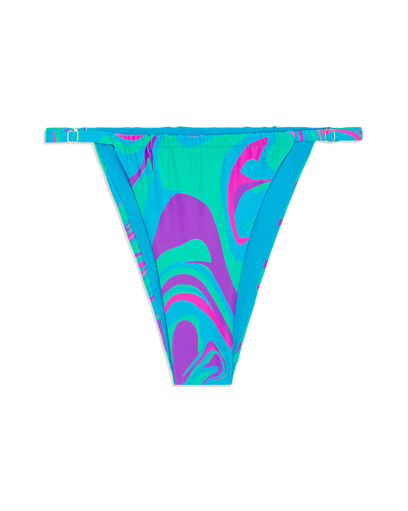 Adjustable Ruched Paradise Marble Bikini Bottom - S Ocean Blue | We Wore What