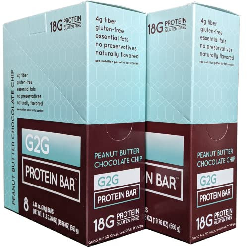 G2G Protein Bar, Peanut Butter Chocolate Chip, Real Food, Refrigerated for Freshness. 16 Count (2 Packs of 8) | Amazon (US)