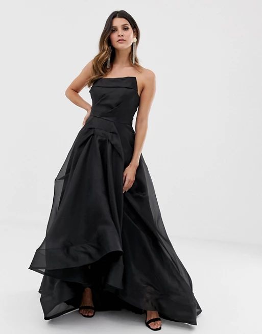 Bariano full maxi dress with organza bust detail in black | ASOS (Global)