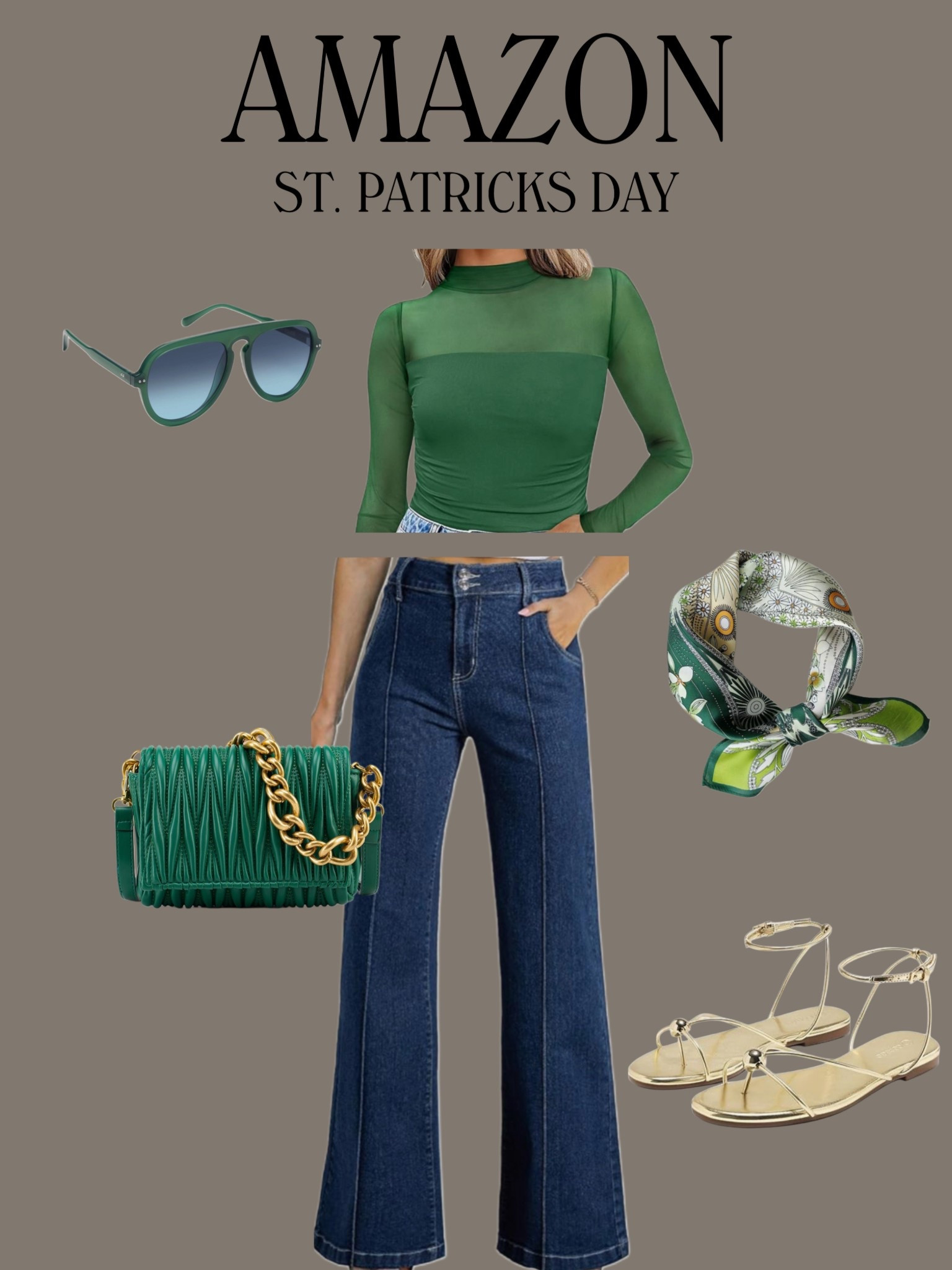 Amazon St Patrick's Day 🍀🌈

Green outfits - st Patrick's day - spring - casual - elevated - comfy - sandals - gold shoes - barrel pants 

#LTKootd