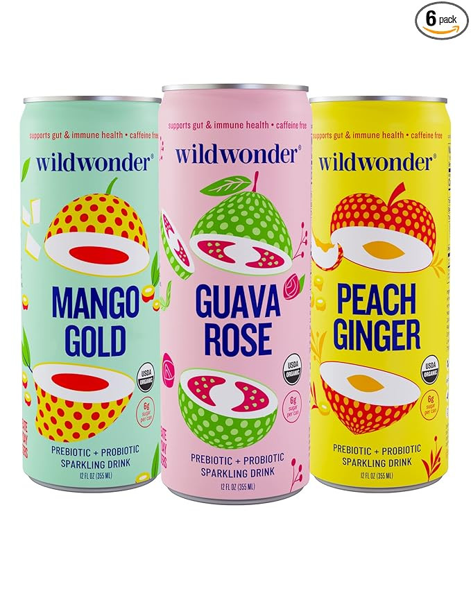 wildwonder Sparkling Probiotic Juice Drink w/ Gut Health Immunity & Support 5g Fiber, Live Probio... | Amazon (US)
