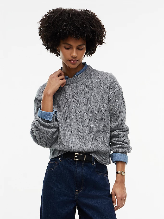 Relaxed Cable Knit Jumper With Silk | Tommy Hilfiger UK