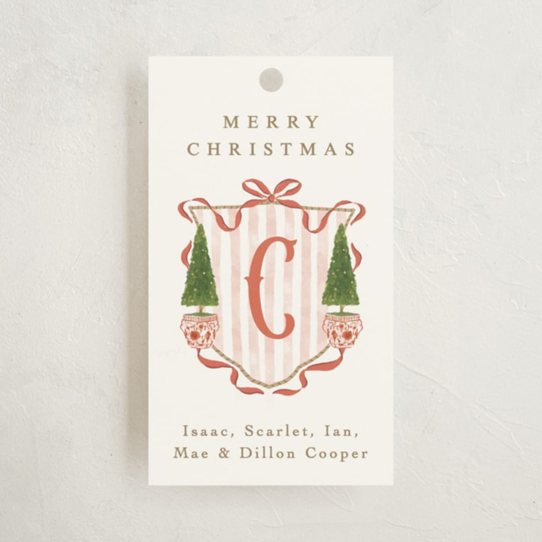 "Family Crest" - Customizable Gift Tags in Red by Susan Zinader. | Minted