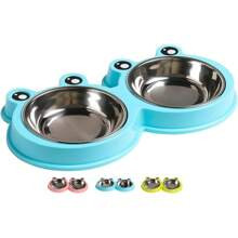 pc SplashProof Double Pet Bowl Stainless Steel Pet Bowl For Dogs And Cats AntiSlip Stainless Steel Cute Pet Feeder Suitable For Dogs And Cats | SHEIN