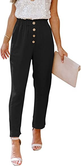 Amazon.com: NIMIN Womens Work Pants Black Dress Pants Teacher Pants Women High Waisted Summer Lad... | Amazon (US)