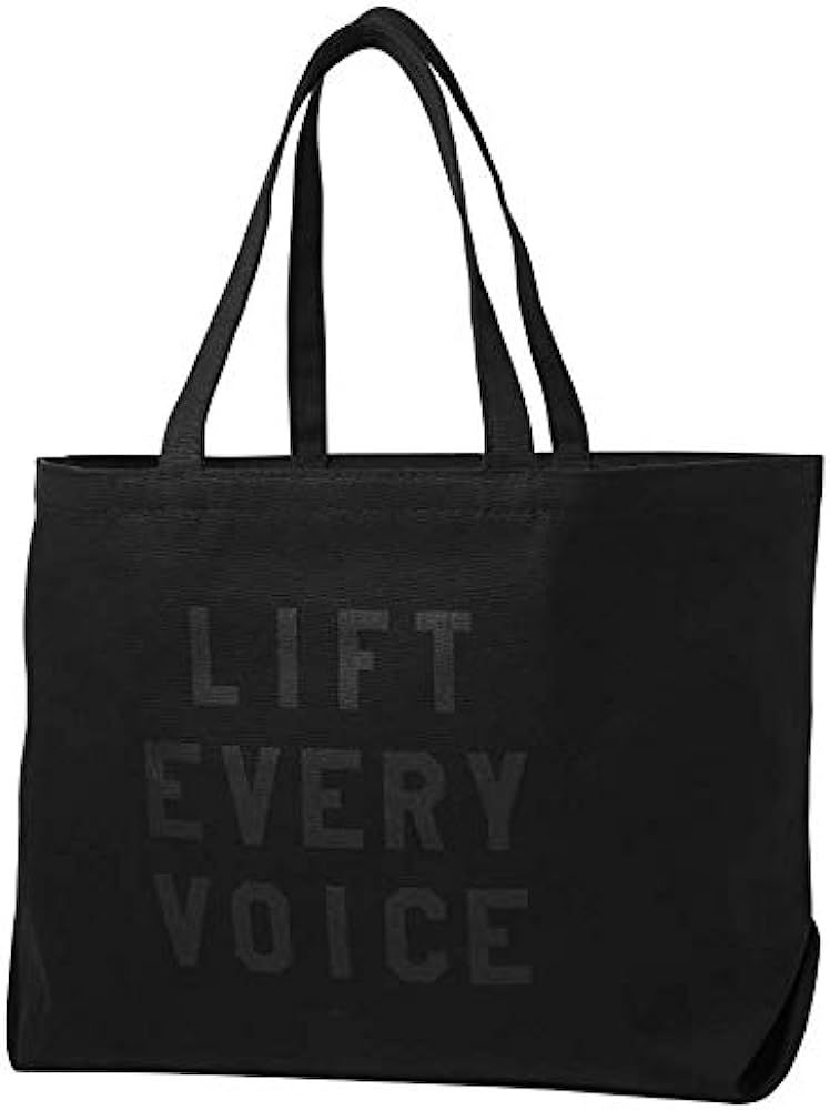 rayo & honey "Lift Every Voice" Quote Black Canvas Tote Bag | Amazon (US)