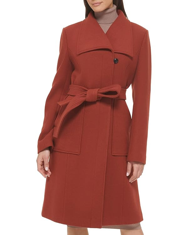 Cole Haan Women's Belted Coat Wool with Cuff Details | Amazon (US)