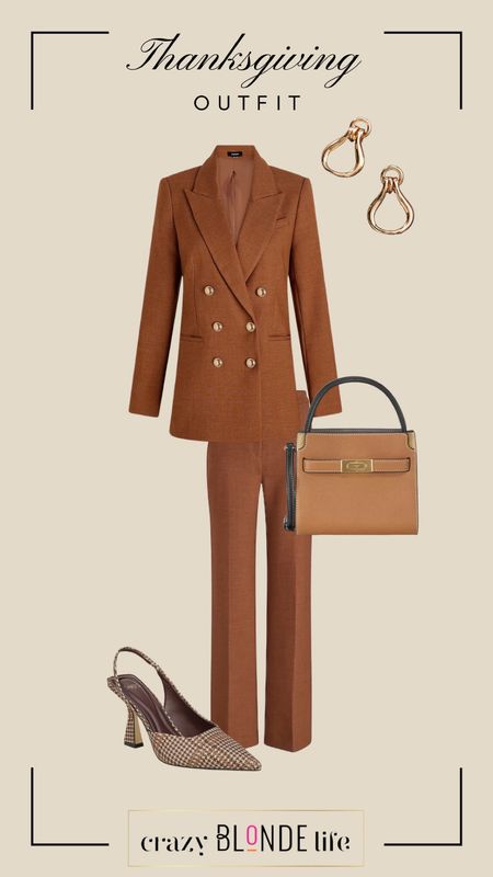This beautiful suit from express is a great option for thanksgiving. Add a kitten heel and a statement earring and you’re ready for dinner! 

#LTKshoecrush #LTKworkwear