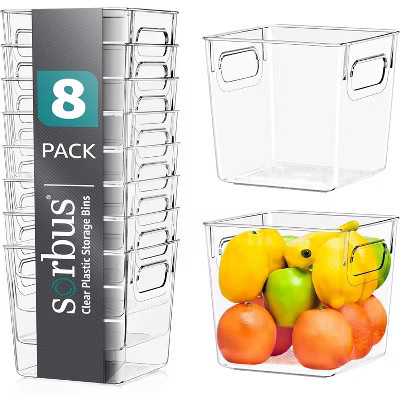 Sorbus 8 Pack Small Clear Storage Bins with Handles  - for Kitchen, Cabinet Organizer, Pantry & Refrigerator | Target