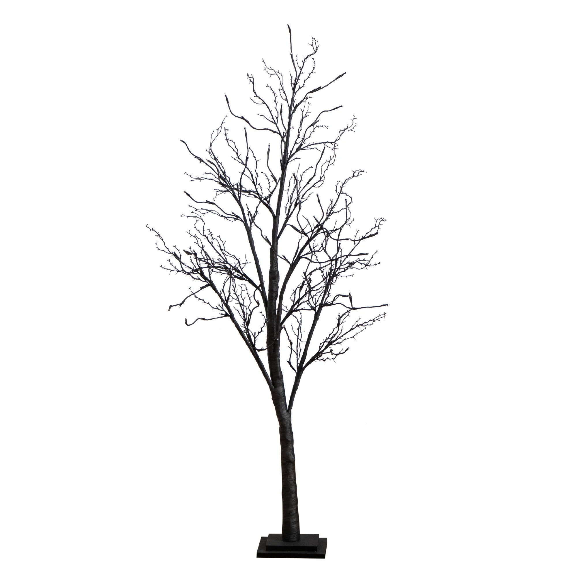 5ft. Pre-Lit Halloween Deluxe Black Twig Artificial Fall Tree with 102 Orange and Purple LED Ligh... | Wayfair North America
