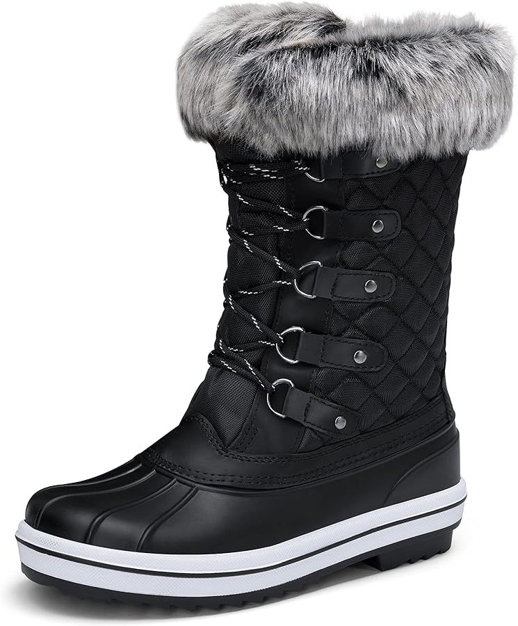 Vepose Women's 970A/971A Mid Calf Boots,Waterproof Insulated Snow Tall Boots Laces Warm Fur Shoes | Amazon (US)