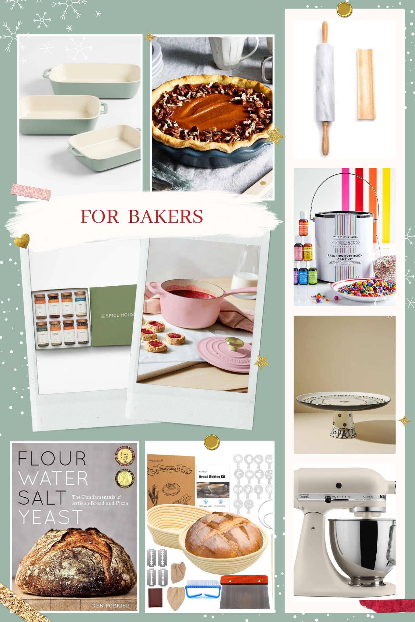 Christmas and Holiday Gifts for the bakers on your list! All the tools they’ll need to create cakes, pies, pastries, and desserts: mixers, marble rolling pin, cake stand, sourdough bread baking supplies, sheet pans, and baking spices.



#LTKCyberWeek #LTKGiftGuide #LTKHoliday
