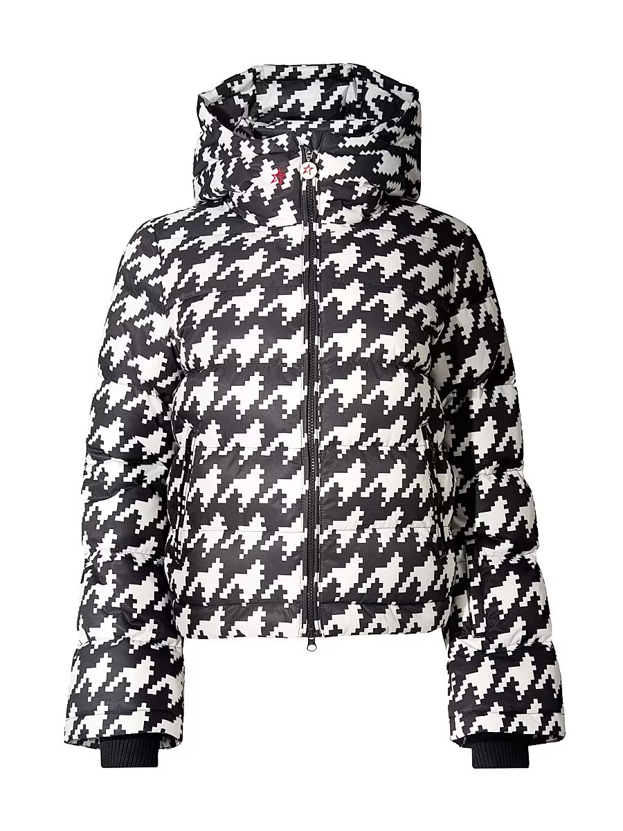 Women's Polar Flare Houndstooth Down Ski Jacket - Black White Houndstooth - Size XS | Saks Fifth Avenue