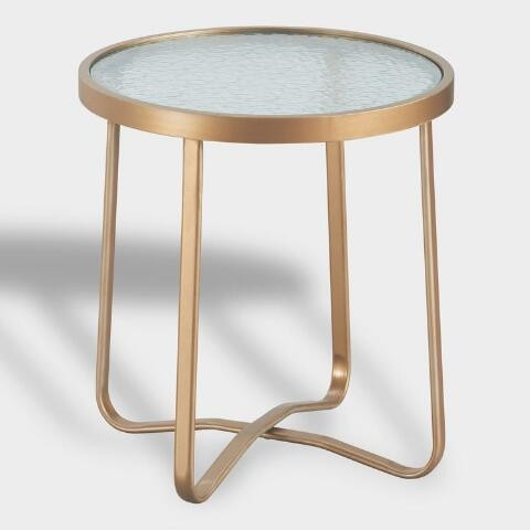 Round Gold Metal Laila Outdoor Occasional Accent Table | World Market