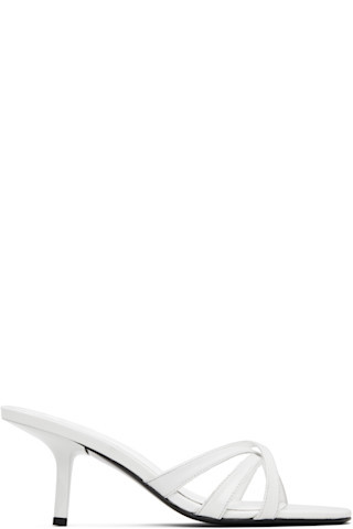 BY FAR - White Julie Creased Calf Leather Heeled Sandals | SSENSE