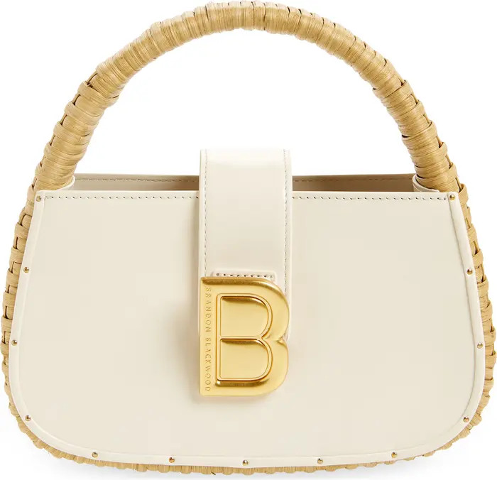 Elyse Leather & Rattan Top Handle Bag | Nordstrom