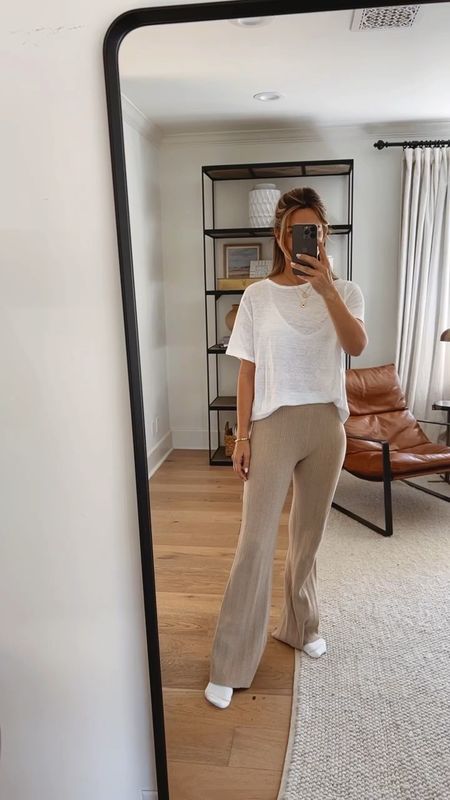 Lunya ribbed knit pants that are cozy and cute enough to wear on the street! Wearing XS
Linen tee I sleep in and love! 
Bralette that fits and supports! Wearing S (34D)
Socks that are think and feel like slippers! So cozy and the Perfect gift! 


#LTKsalealert #LTKunder100 #LTKCyberweek