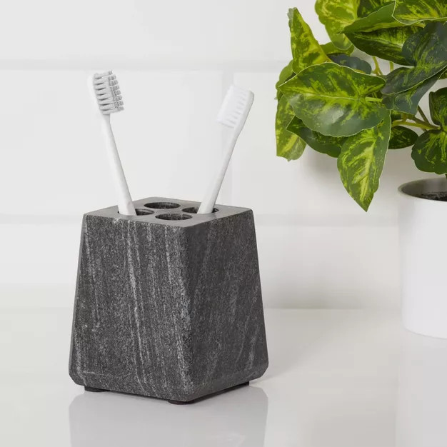 Solid Marble Toothbrush Holder Dark Gray Wash - Threshold™ | Target