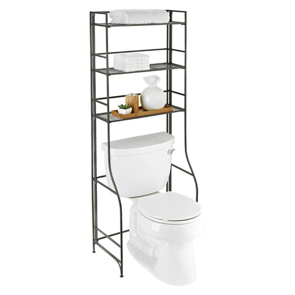 Over-the-Tank Bathroom Etagere Pewter | The Container Store