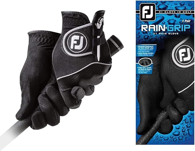 FootJoy Men's RainGrip Golf Gloves, Pair (Black) | Amazon (US)