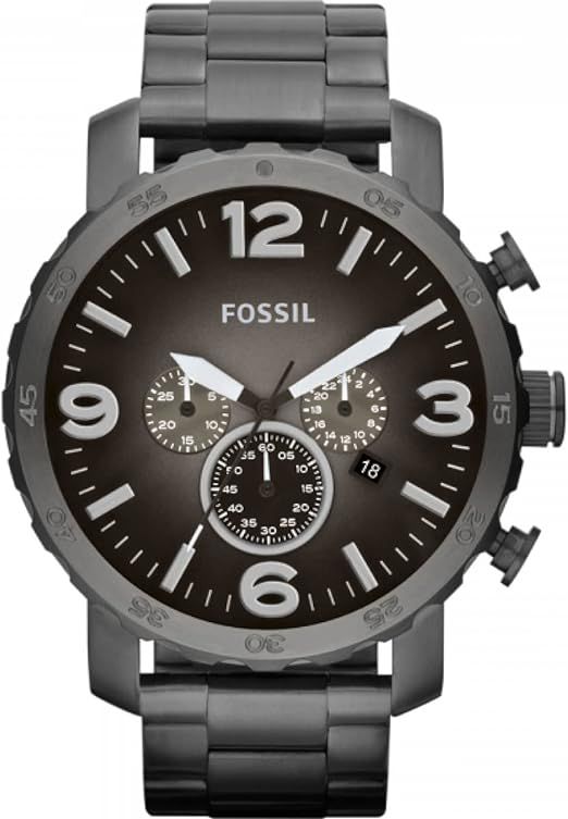 Fossil Nate Men's Watch with Oversized Chronograph Watch Dial and Stainless Steel or Leather Band | Amazon (US)