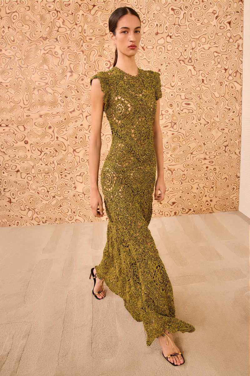 Annalisa Hand Crochet Dress - Olive | Ulla Johnson