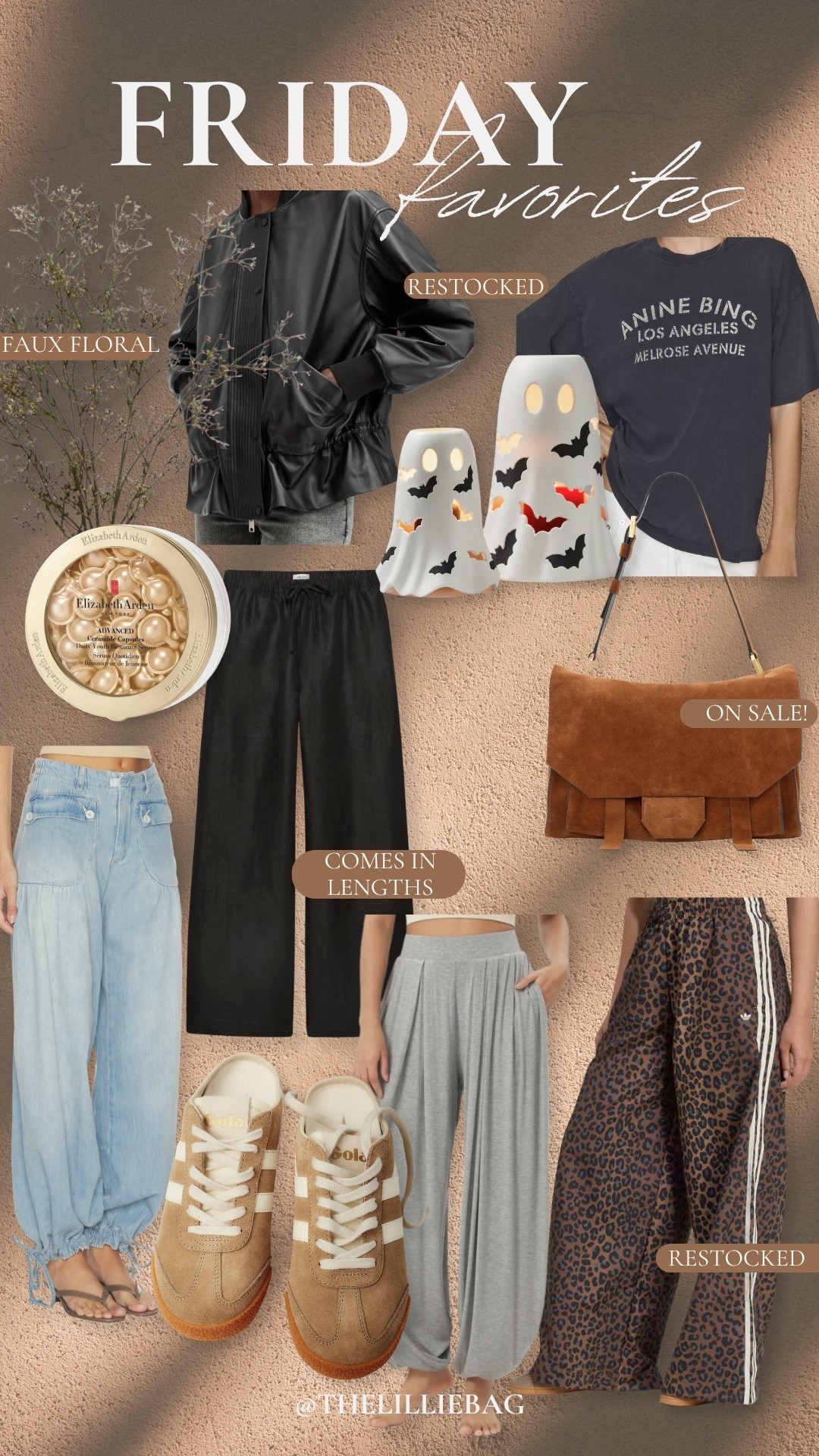 Happy Friday! 🤎 Sharing another round of this week’s favorites! The faux leather bomber is finally restocked, that suede bag is on sale, and these wide-leg pants (available in lengths!) are such a good everyday staple. Plus, don’t miss the comfy leopard track pants, Gola sneakers, and the cutest fall home finds.

Friday Favorites, faux leather bomber, suede handbag, wide leg pants, leopard pants, Gola sneakers, fall home decor, neutral fashion, wardrobe staples, transitional outfits, cozy fall finds, everyday style

#LTKSeasonal #LTKSaleAlert