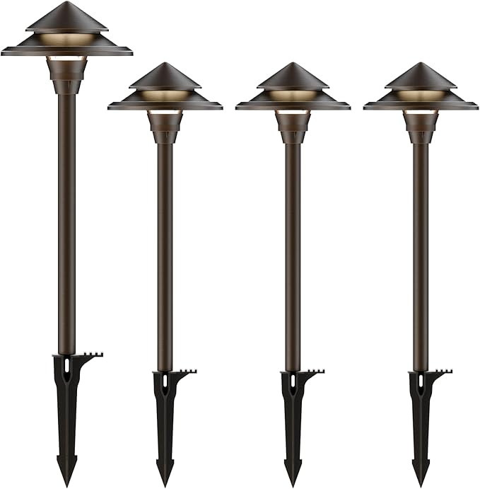 GOODSMANN Low Voltage Landscape Lighting 4PK LED Path Lights Oil Rubbed Bronze 4W 32 Lumen Hardwi... | Amazon (US)