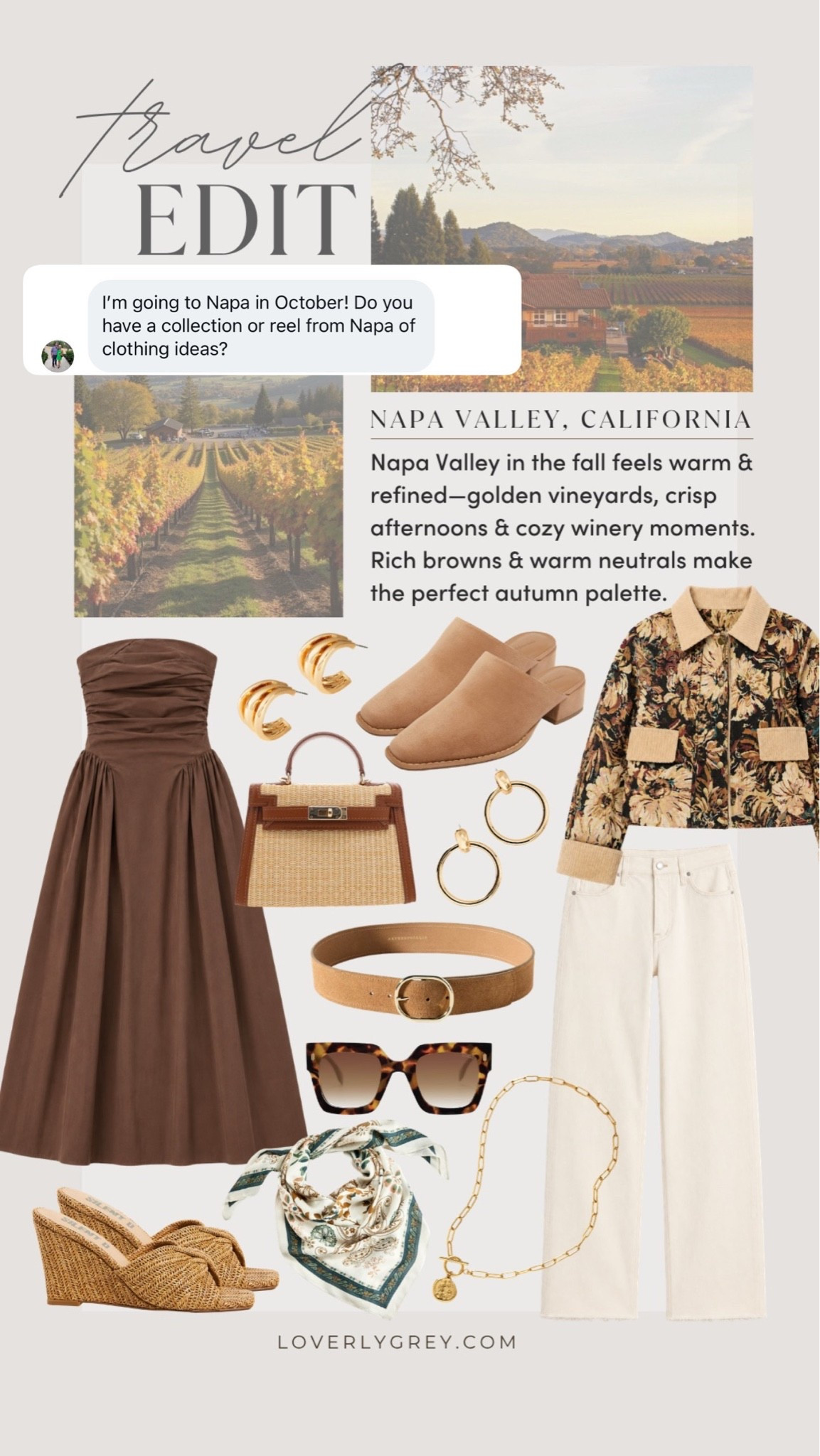 What I’d wear to Napa, California 😍dreaming of these pieces in the countryside and vineyards! 

Loverly grey, Napa valley outfit ideas, Napa valley fall fashion, what to wear to California in fall, transitional fashion wine country style inspo

#LTKSeasonal #LTKTravel