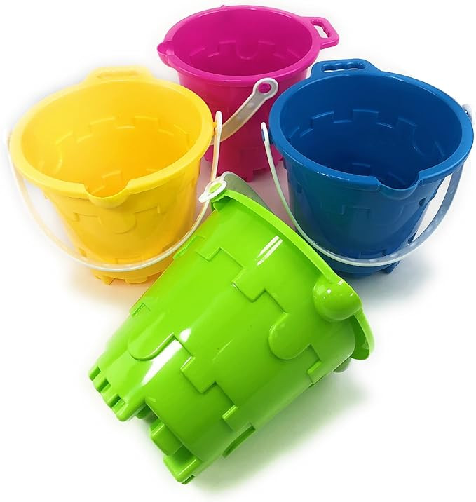 Matty's Toy Stop Beach Gear 7" Plastic Castle Mold Sand Buckets (Pails) with Easy Pour Spout and ... | Amazon (US)