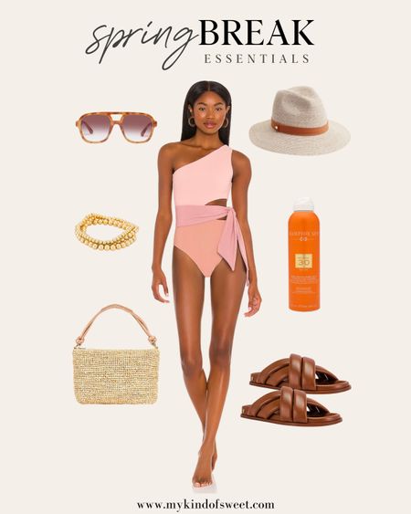It wouldn't be spring break without a color block swimsuit. I love the tie detail and straw hat to complete this look. These shoes are so comfy too!

#LTKSeasonal #LTKtravel #LTKswim