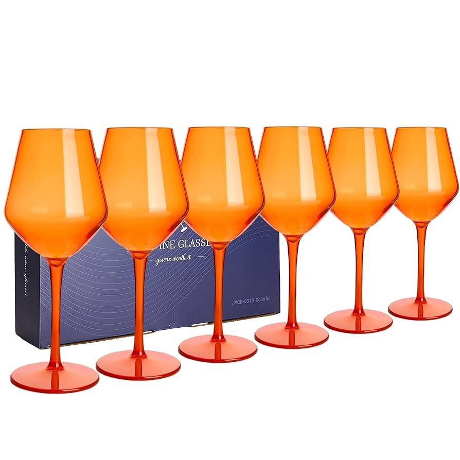 HAHASHOW Colorful Wine Glasses, Unbreakable Set of 6 Long Stem Glass, 15OZ Tritan Plastic Color D... | Amazon (US)