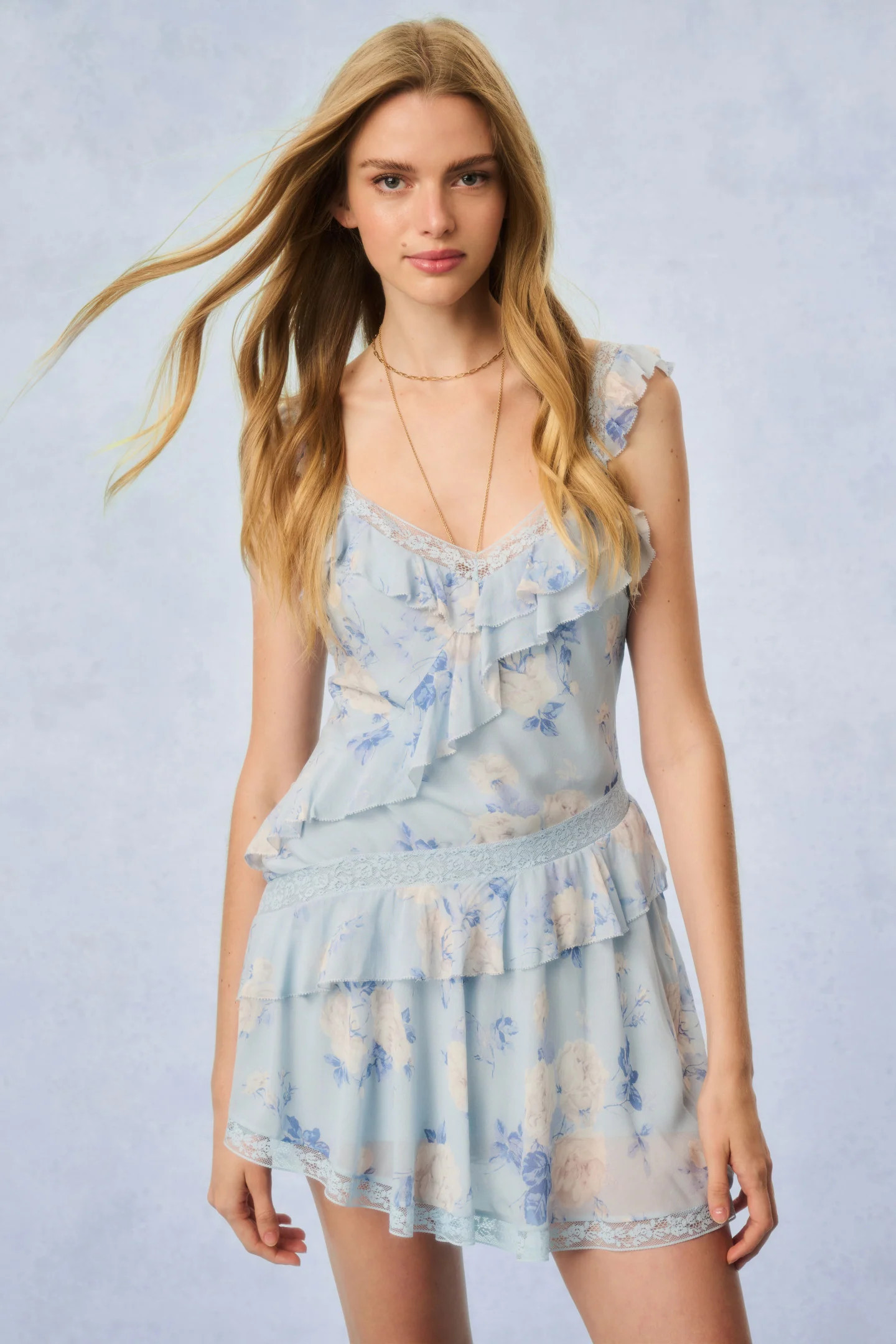 Serima Heirloom Print Mini Dress - WHISPER BLUE / XS | LoveShackFancy