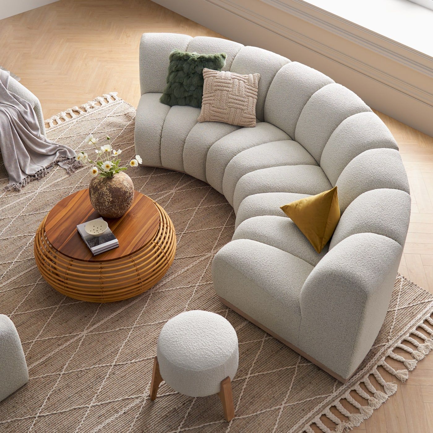 Marlow Performance Bouclé Curve Sofa | Castlery | Castlery US