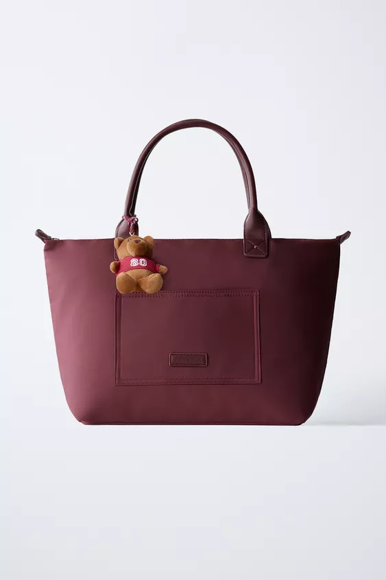 NYLON TOTE BAG WITH TEDDY BEAR CHARM | Zara UK