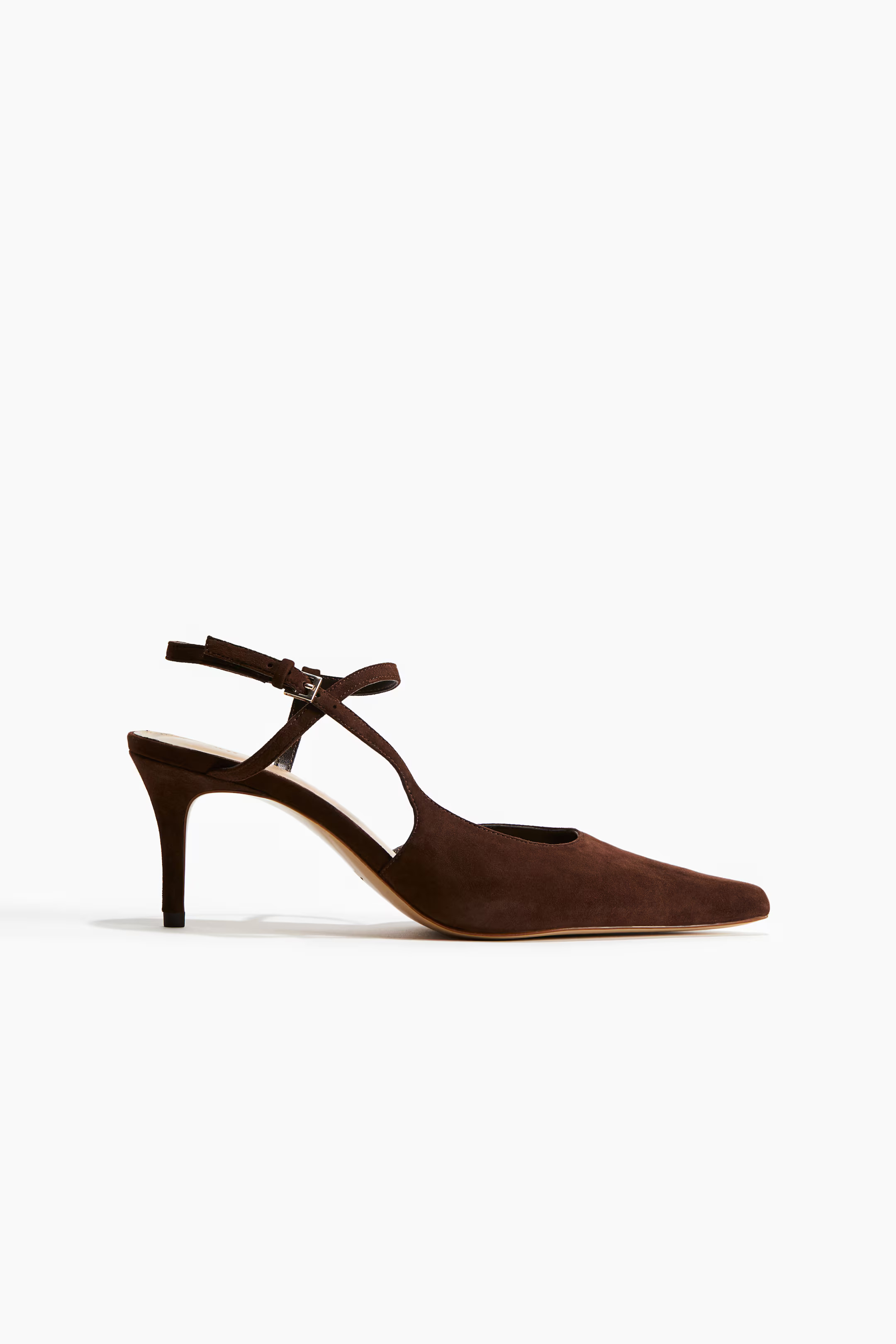 Pointed leather court shoes - Dark brown - Ladies | H&M GB | H&M (UK, MY, IN, SG, PH, TW, HK)