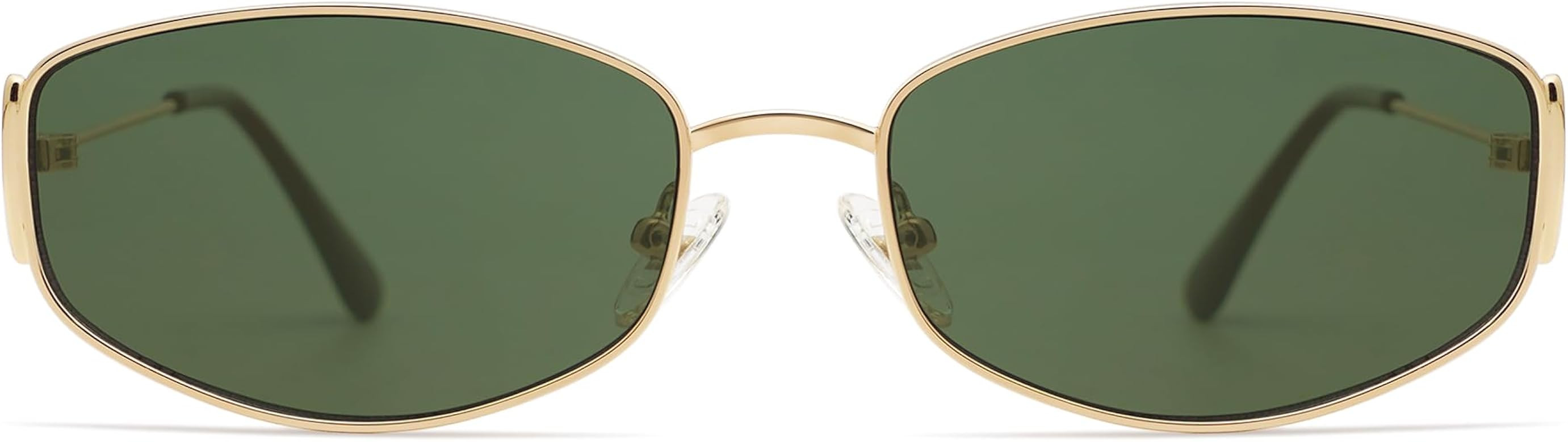 Retro Oval Sunglasses For Women Men Hexagonal Rectangle Metal Frame Sun Glasses AP3625 | Amazon (US)