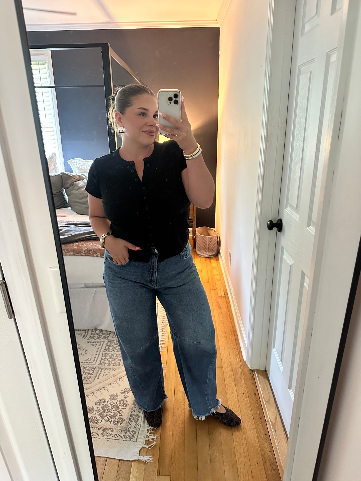 Casual elevated outfit. 

Top: L
Jeans: 30 
Shoes: 8

#LTKFindsUnder100 #LTKMidsize #LTKSummerEdit