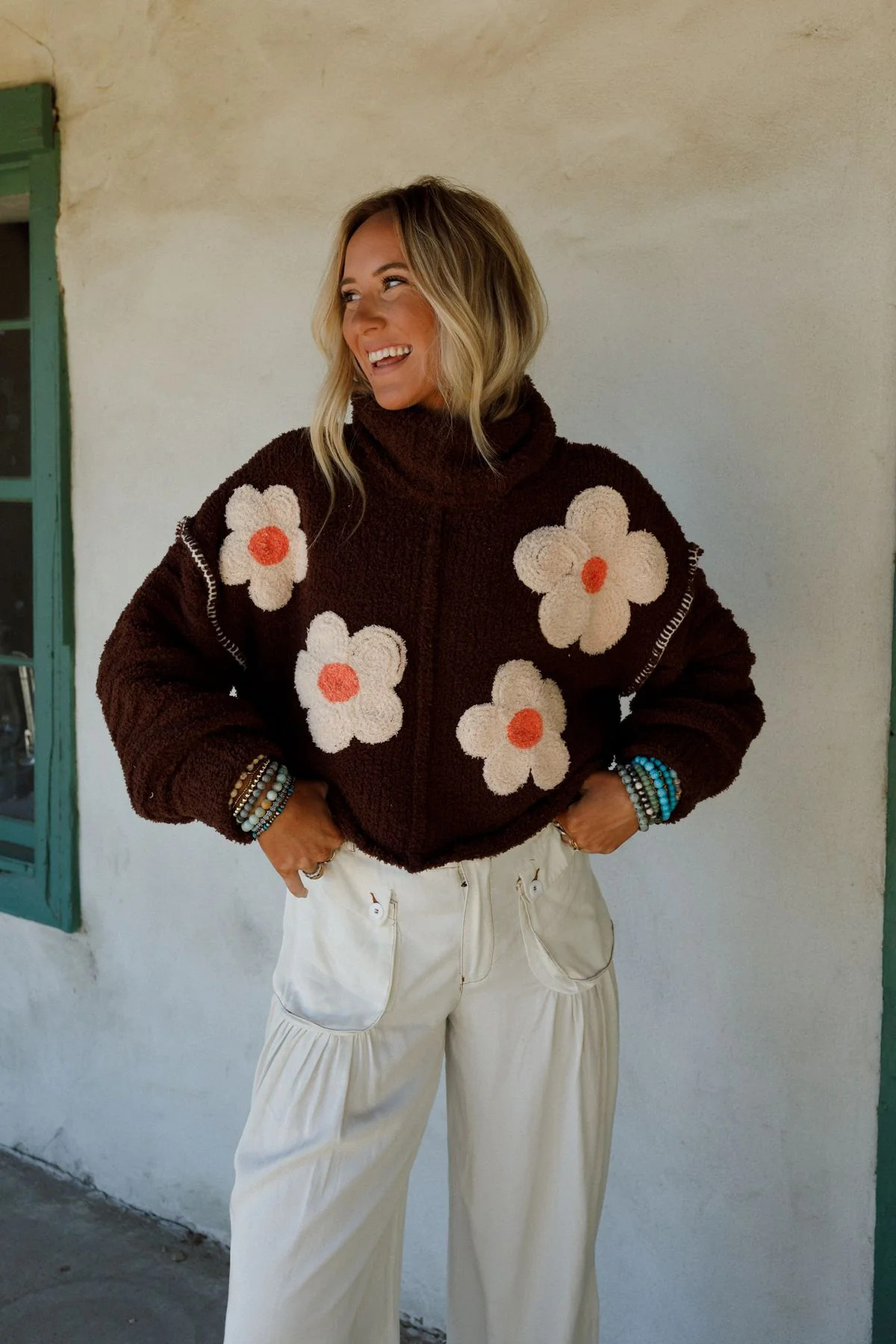 Petal Warmth Sweater - Brown | Three Bird Nest