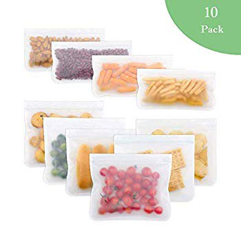 Reusable Food Storage Bags, 6 Pack Sandwich Bags and 4 Pack Snack Bags Silicone Freezer Bags Transpa | Walmart (US)