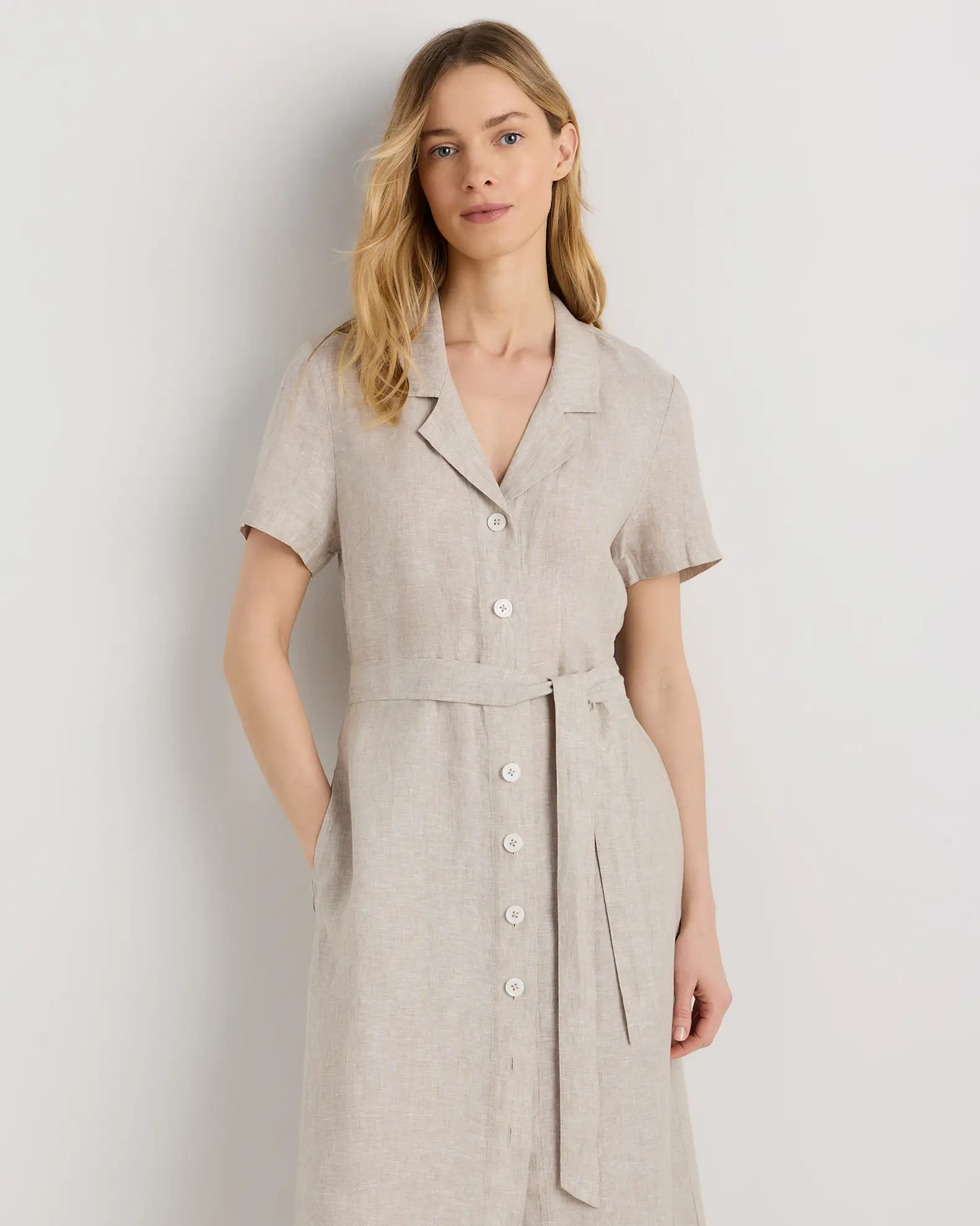 100% European Linen Button Front Dress | Quince