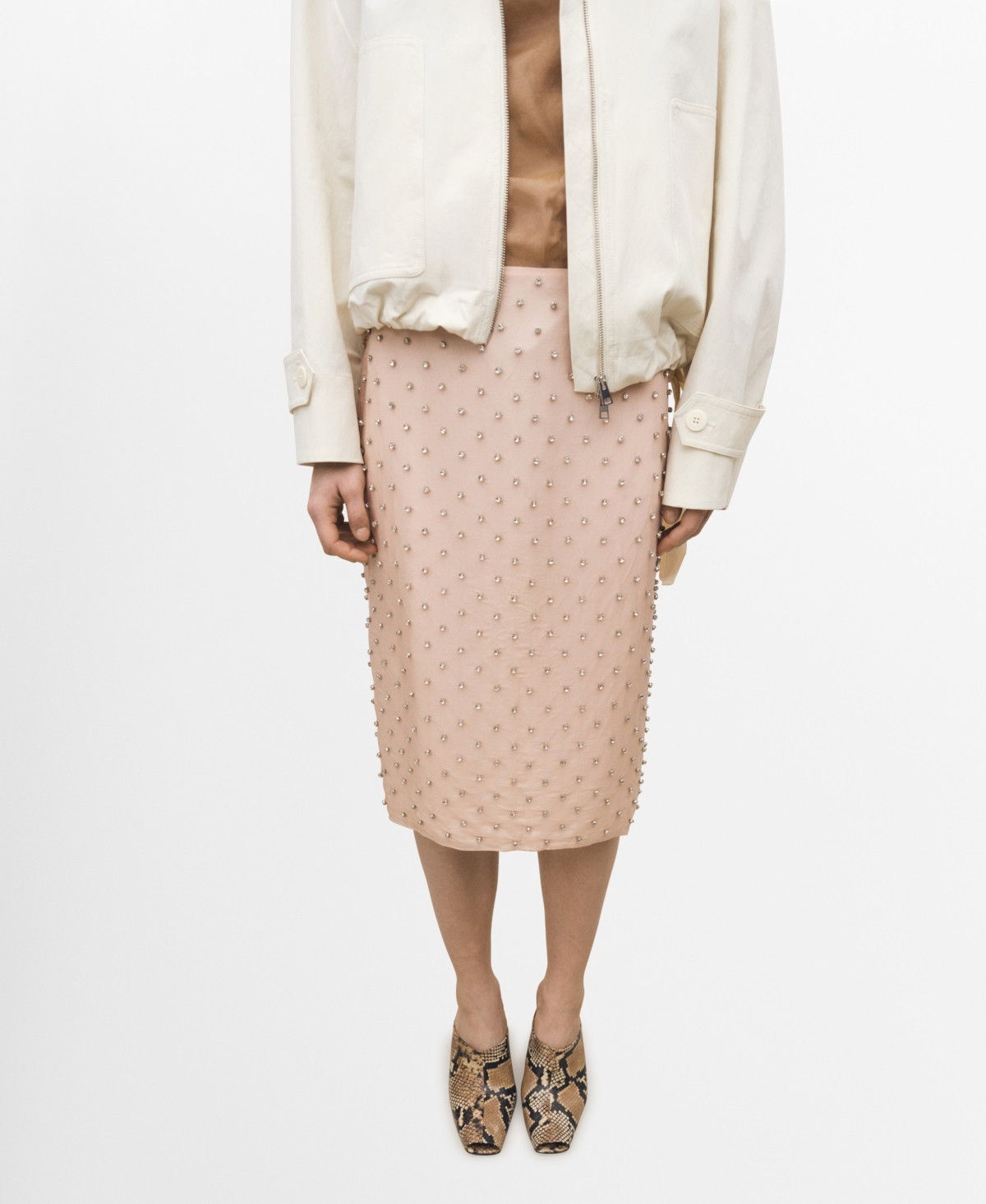 Mango Women's Crystal Appliques Detail Midi Skirt - Pastel Pink | Macy's