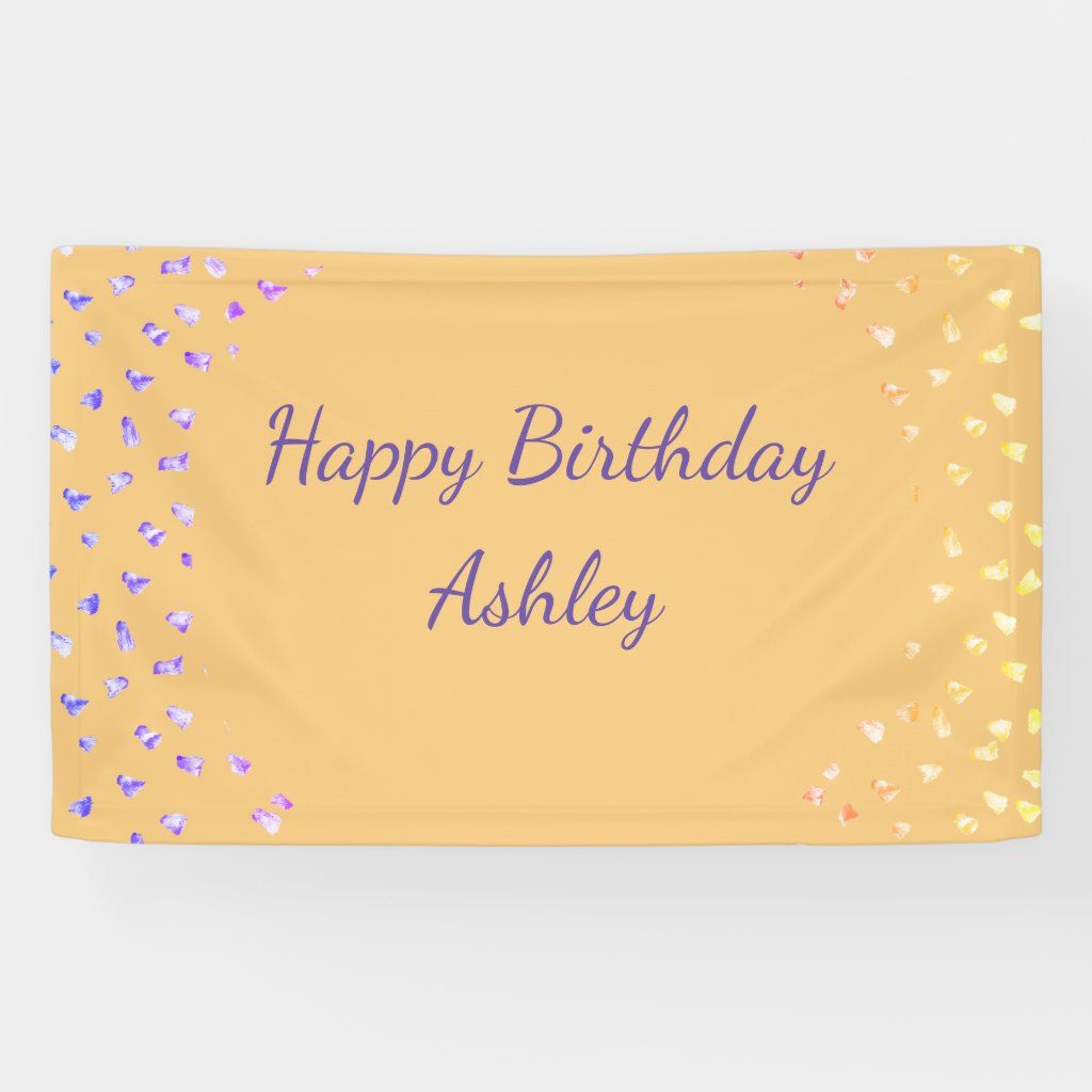 Minimal Modern Orange Purple Dots Happy Birthday Banner | Zazzle