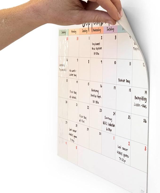 M.C. Squares Reusable Monthly Calendar Whiteboard. Schedule clings to Stainless Steel & Glass (An... | Amazon (US)